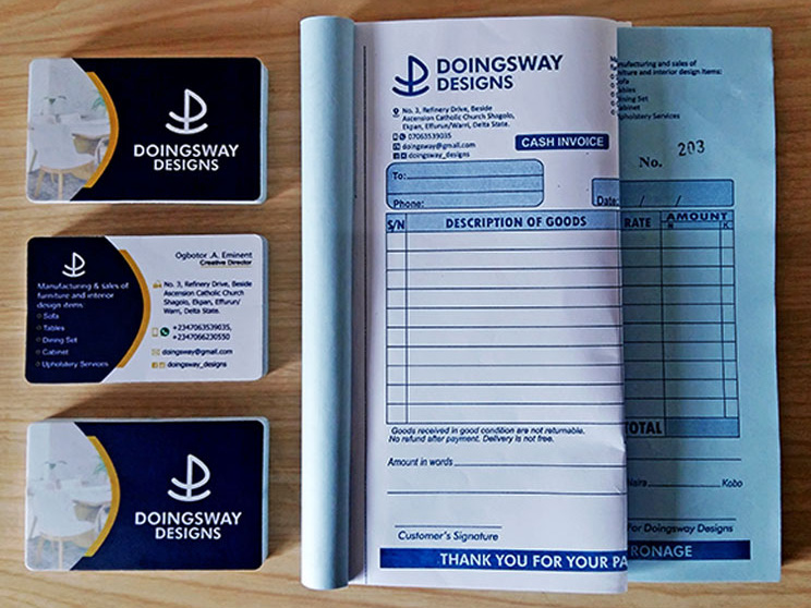 Doingsway Design brand collateral design and printed by Simtech Creative