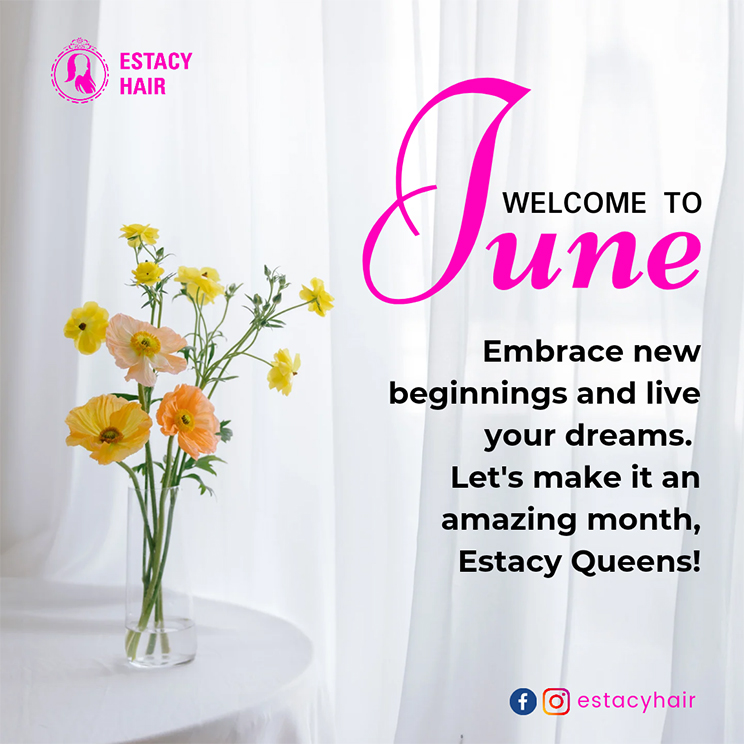 Happy New Month June flyer design for Estacy Hair