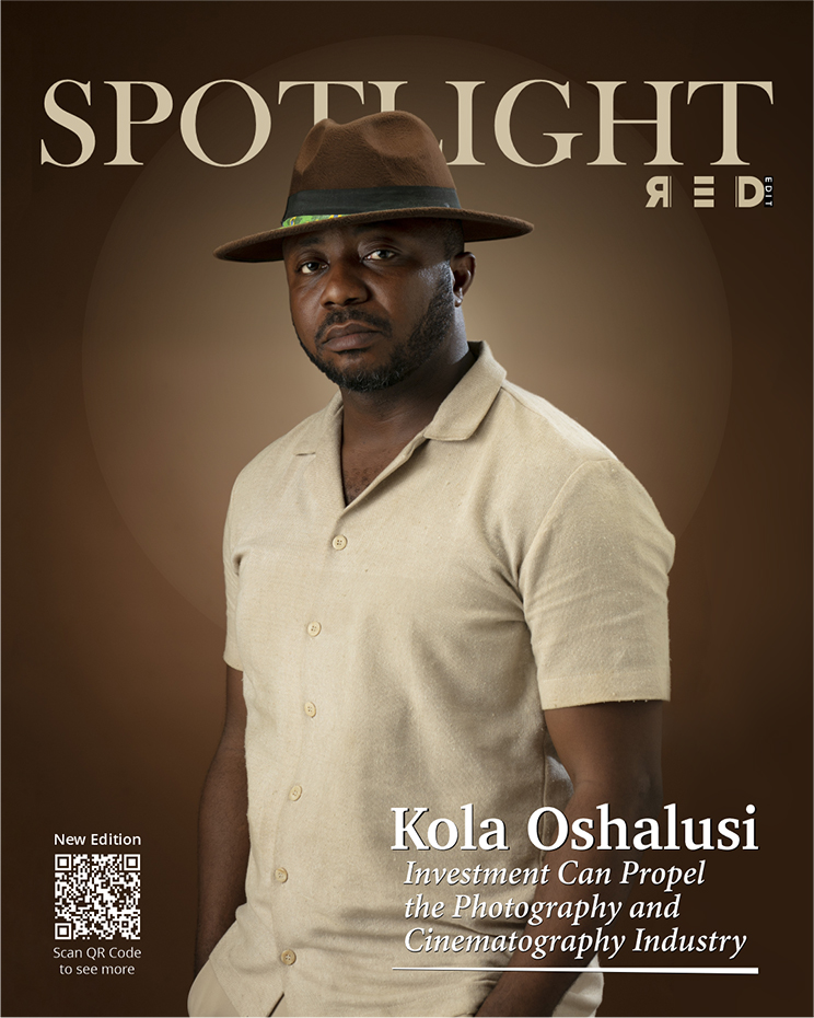 Red Edit Magazine cover design, featuring Kola Oshalusi