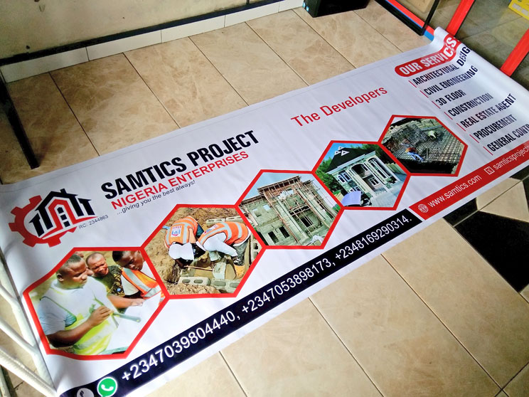 Samtics Project printed banner